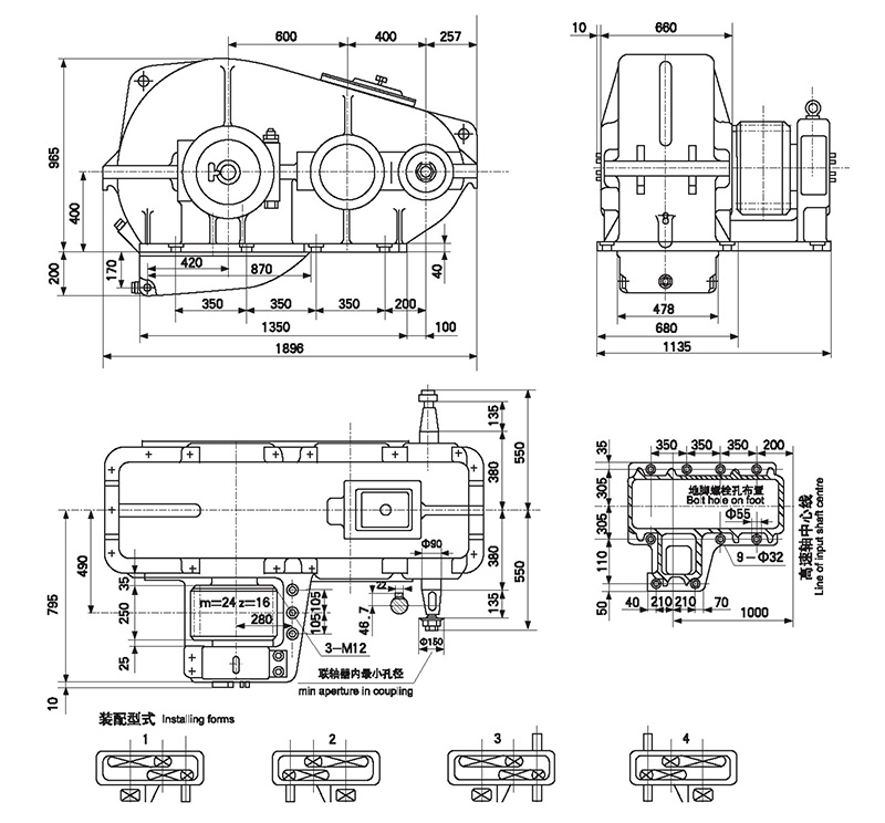Shape and installation dimensions